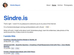 Screenshot of https://sindre.is/
